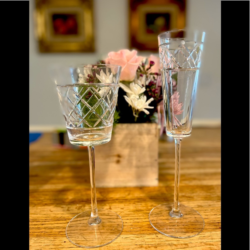 JG Durand Crystal wine glass and champagne flute